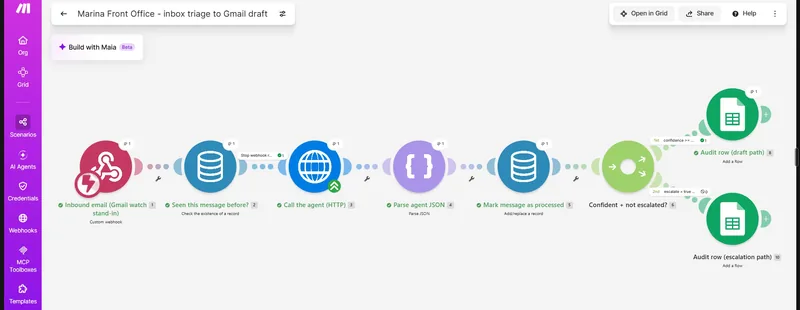 AI Email Triage Agent to Gmail Drafts, screenshot 1