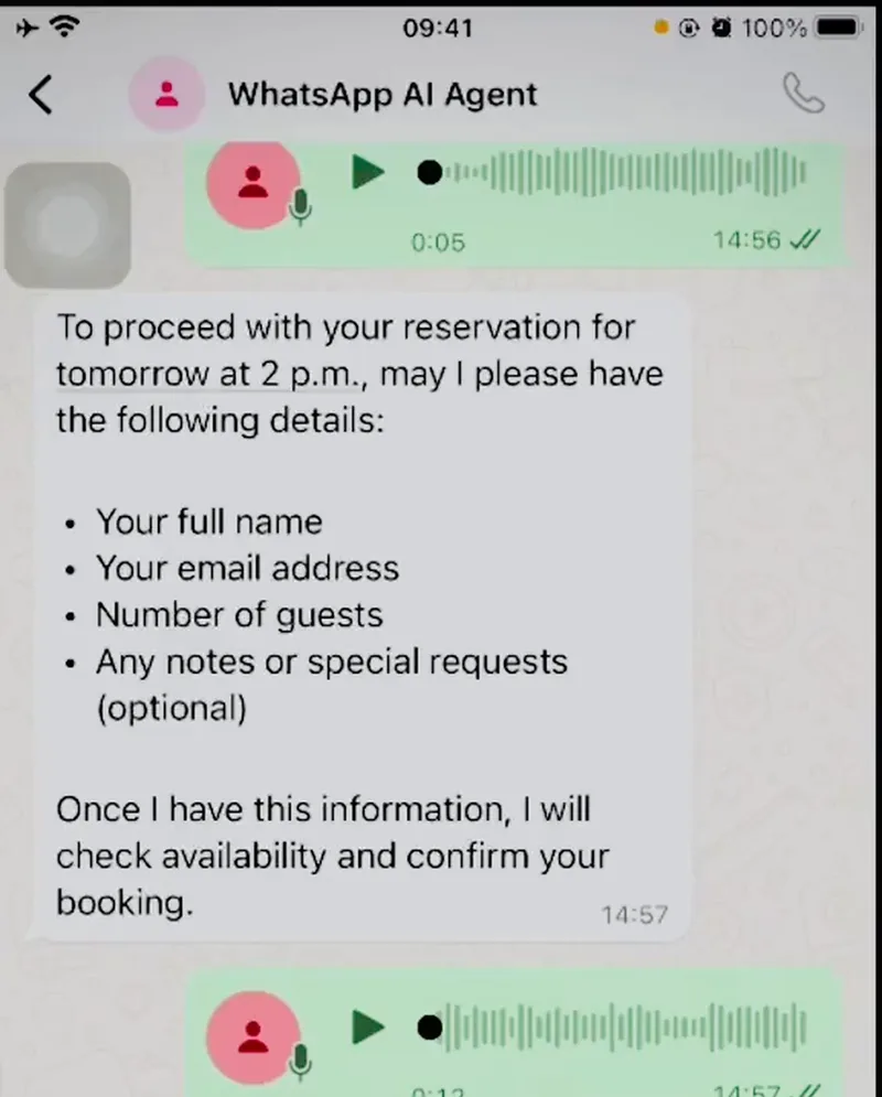 n8n WhatsApp AI Agent: Restaurant Orders, Bookings and Voice Notes, screenshot 1